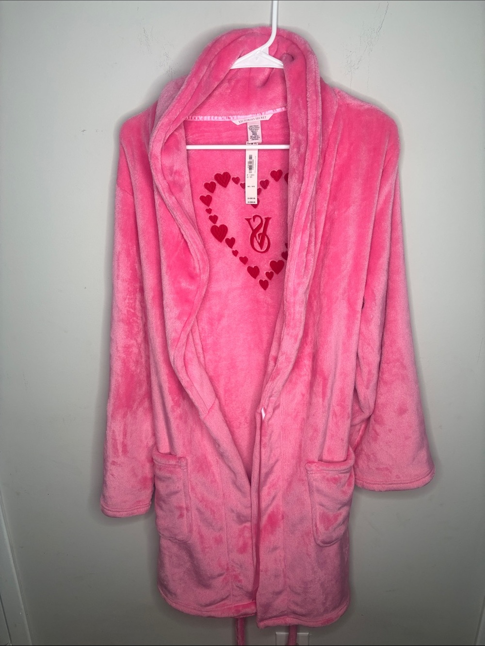 Victoria's Secret Pink Plush Robe Pink NWT New Size Medoum Large